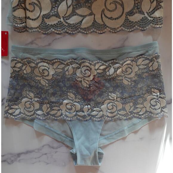 Y2K Occhi Verdi La Perla Lingerie Set Medium Blue Lace Mesh Cami Fairy Babydoll - Picture 4 of 14